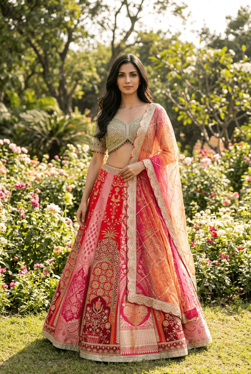 Gul - Brocade Lehenga Set