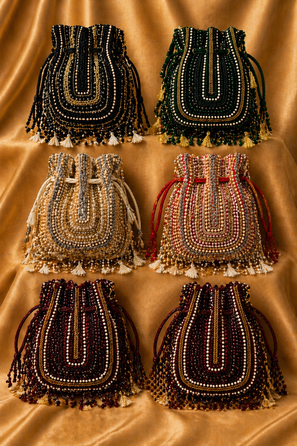 Maroon Beaded Potli