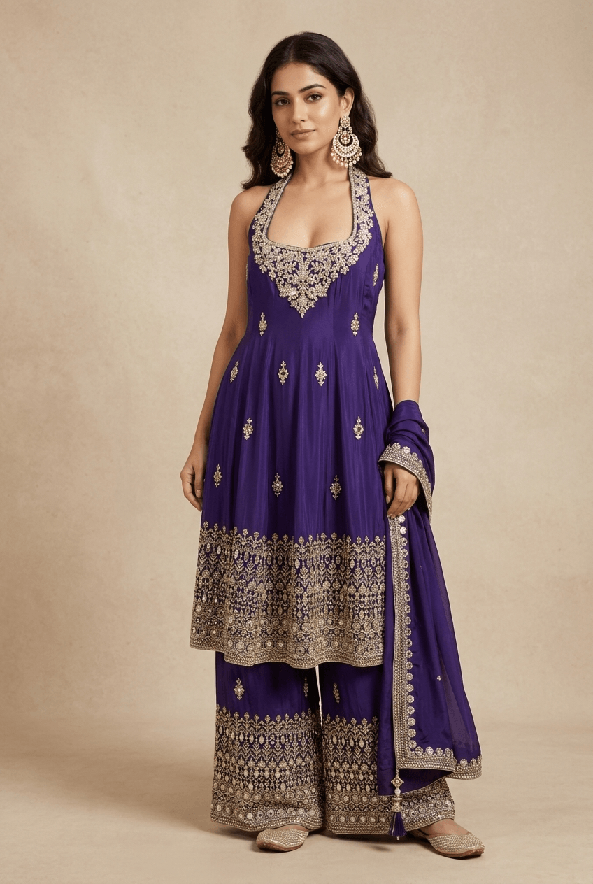 Chandni - Purple Chinon Salwar Suit for Women